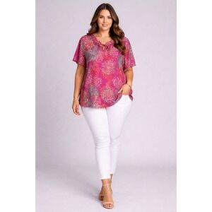 Lane Bryant 14/16 Colorful Floral Top Womens Plus Sz Blouse Stretch Short Sleeve